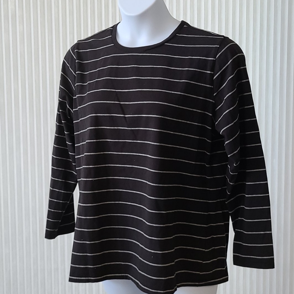 Diane Gilman Lux Sport Striped Long Sleeve Top
